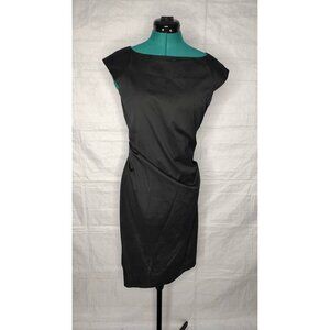*Diane Von Furstenberg Women's Dress Black Ruched Knee Length Cap Sleeve Party 8